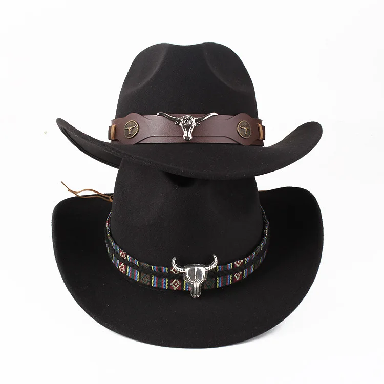 1147 Retro Vintage Cowgirl Hat For Women Wide Brim Buckle Belt Classic Western Womens Western-Cowboy-Hats Classic Felt-Hats - Rodeo Wide  main image 4