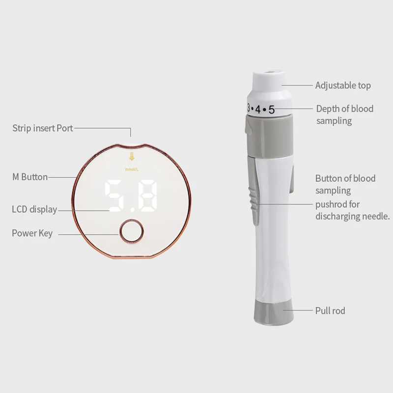 Taiwan Large Screen Sugar Monitor Hospital Smart One Touch Glucose test Strip Glucose Meter
