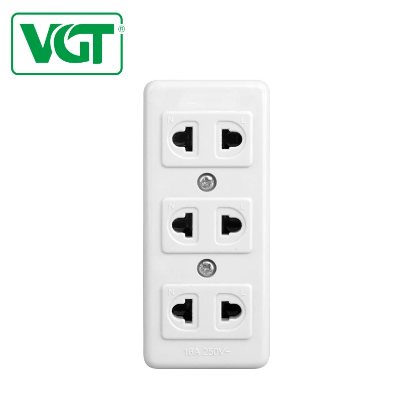 VGT New Published Socket for  Power Strip with 3 Outlet for 2 Pin Plugs Electrical Accessories