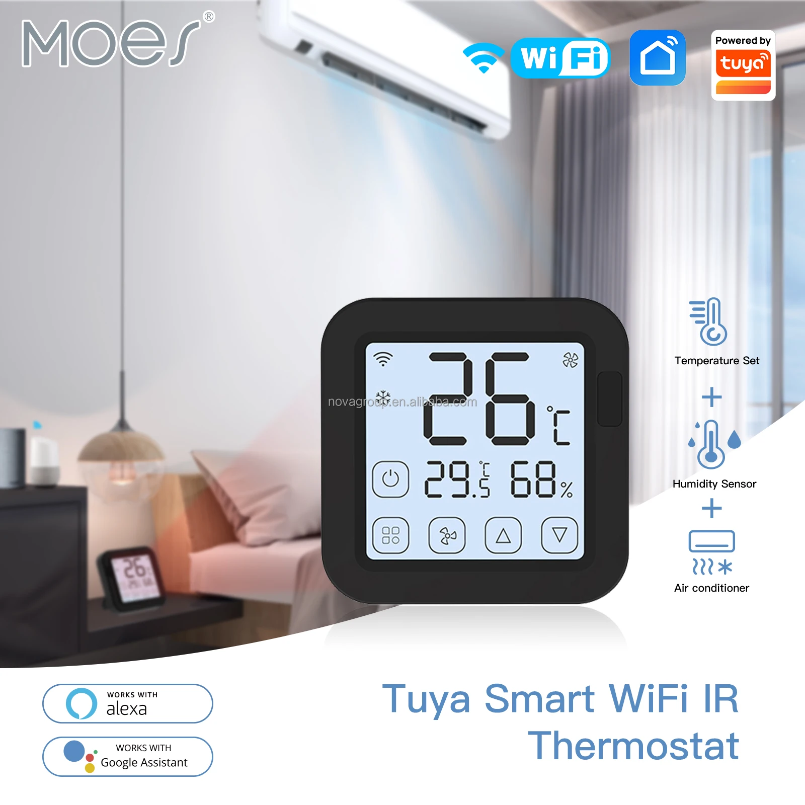 Tuya WiFi Smart Temperature & Humidity Sensor with LCD Screen Infrared  Sensing Remote Control Works with Alexa, Google Home - China Temperature  Sensor, Humidity Sensor