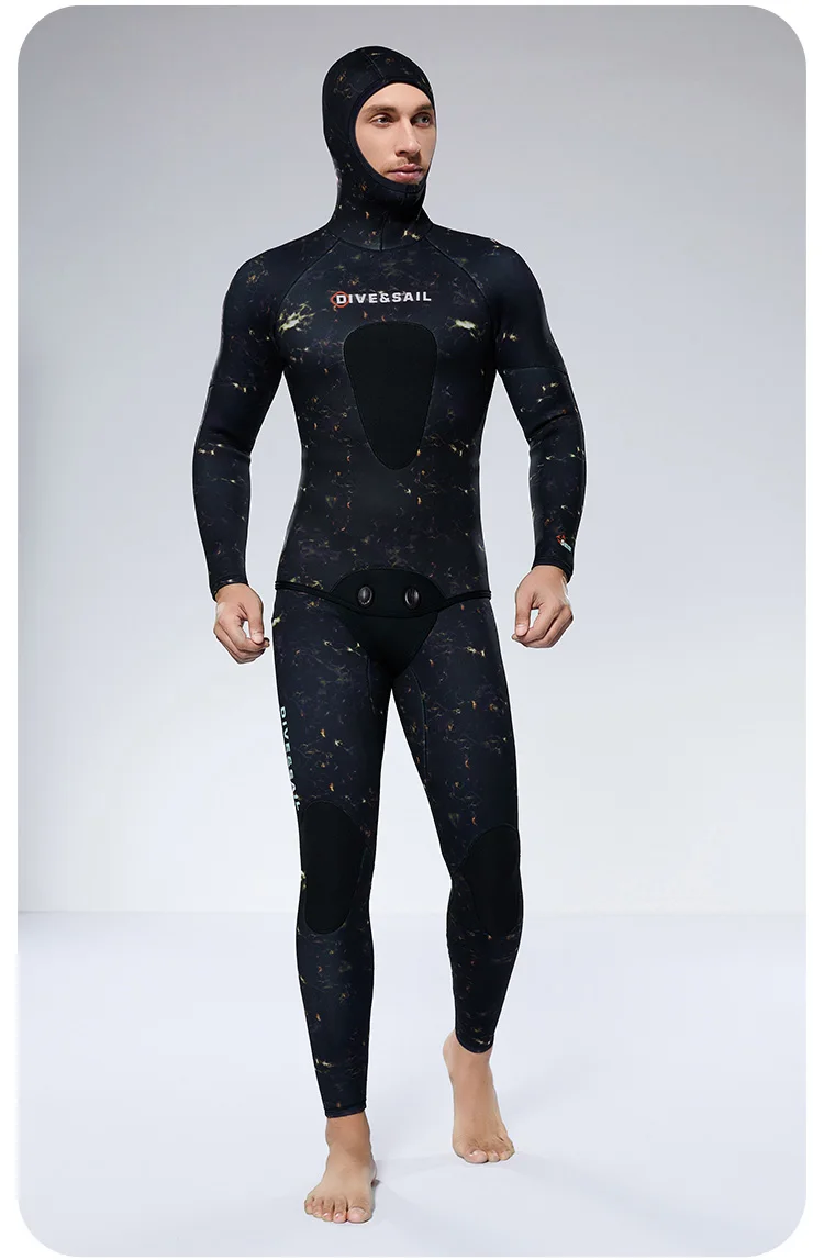 Dive&sail 2 Piece Limestone Cr Neoprene Freediving Suit Hooded