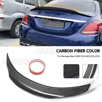 PSM Style Carbon Fiber Look / Black Car Rear Trunk Spoiler Wing Lip Extension For Mercedes For Benz W205 C63 For AMG 2015-2019