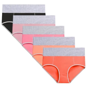 Womens High Waist Underwear Girl Breathable Cotton Beautiful Panties Ladies Full Coverage Briefs Pack