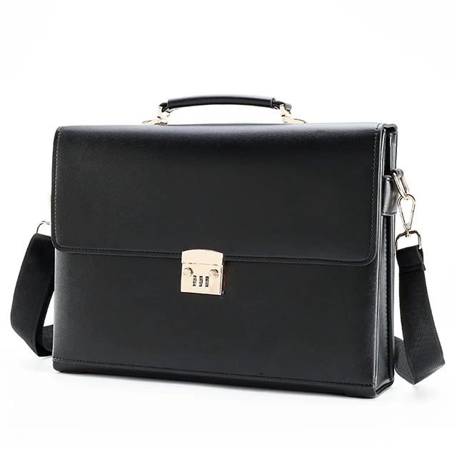 XHCP PU Leather Shoulder Bag Briefcase Men Leather Laptop Bag One Shoulder Messenger Bag Business Office Bag Black 