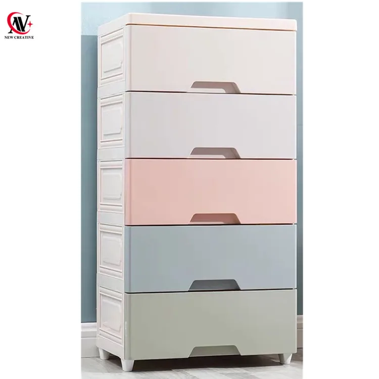 pp Plastic Wardrobe 5 Layer Rectangle Drawer Clothes Storage Cupboard