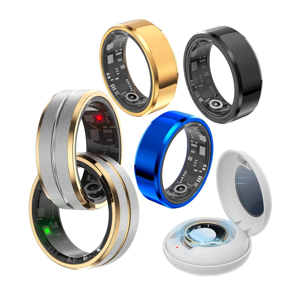 Rings Women Health Tracker - Sleep Monitor, Heart Rate, Blood Pressure, IP68 Waterproof, No Subscription Fee (Gold, Size 7) Smart Ring