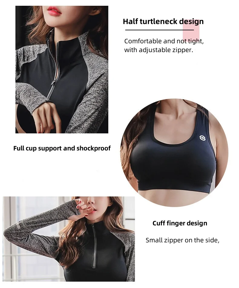 2024 Custom Logo Yoga Wear Activewear Workout Sportswear Woman Long Sleeve Fitness Wear 3 Piece Legging Gym Fitness Sets details