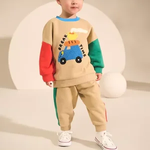 2026 Fall Kids Tracksuit Children Clothing Cartoon Embroidery Custom Kids Hoodie and Sweatpants Tracksuit Sets