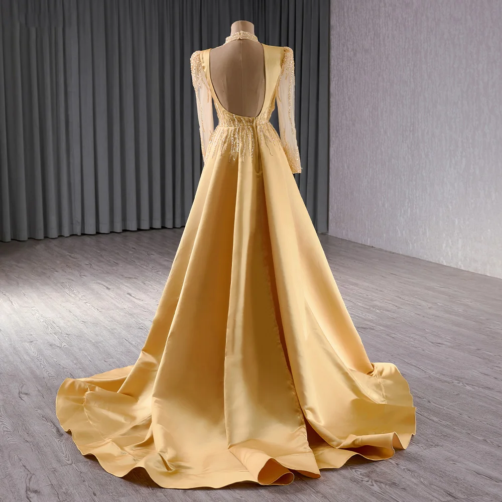slim fit dress slacks Mac Duggal Women's Metallic Jersey Long Sleeve Gown with Bow