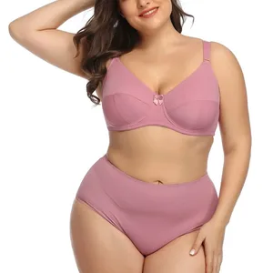 Bra and Briefs Set for Women Full Coverage Underwire Bras Plus Size Push up Bra and Panties Set E F Cup