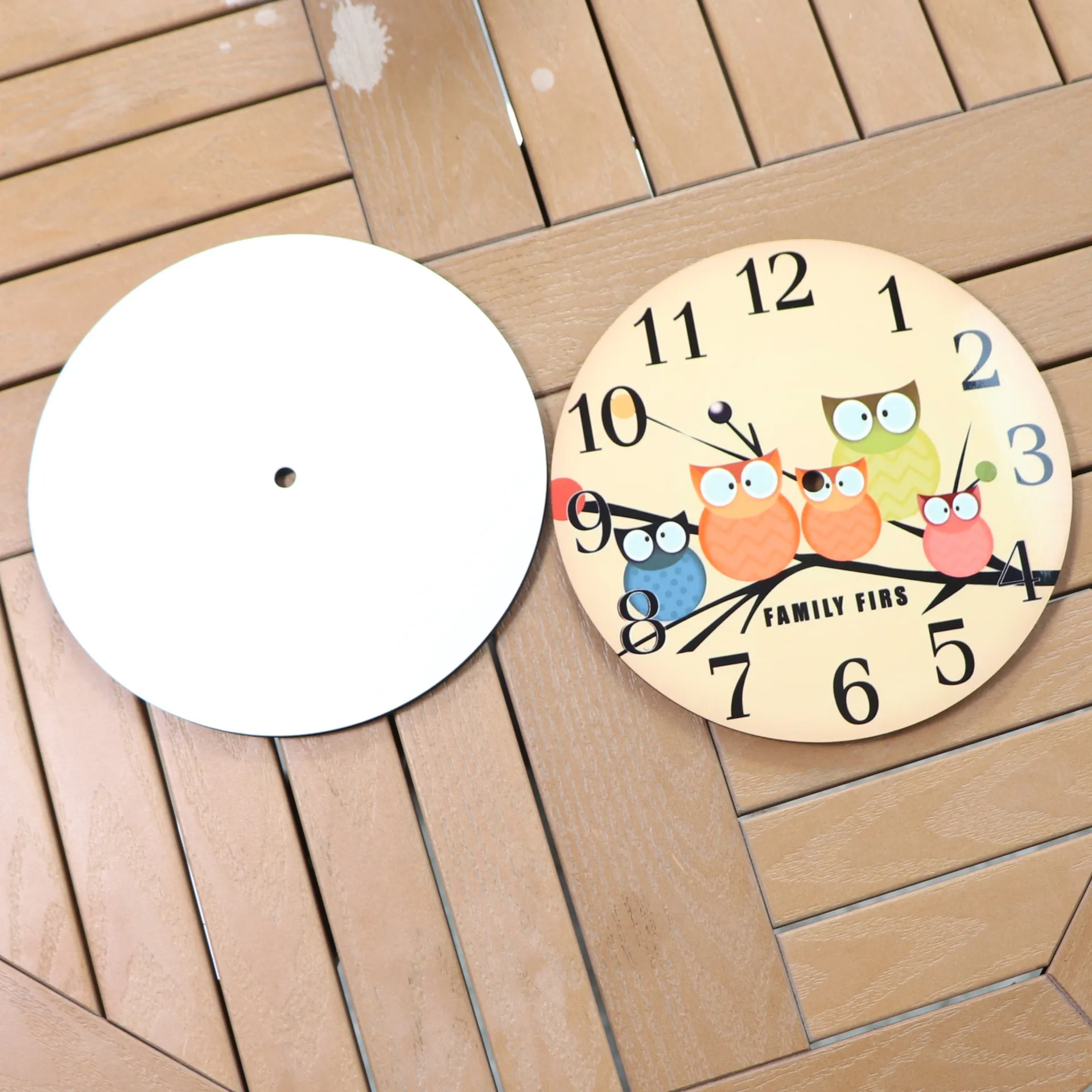 Sublimation Blank Round Coaster MDF  DIY Customized Cup Pad Round Clock Shaped Photo FrameWooden Clock Face