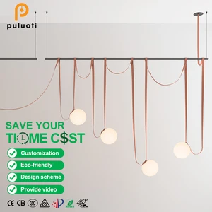 PULUOTI Modern COB LED Track Light with Adjustable Spots Easy Installation Suspended Track Belt System Aluminum Lamp Body