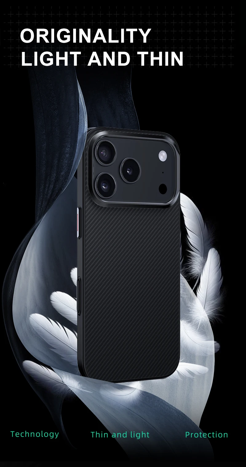 product laudtec camera frame holder phone case aramid fiber for iphone air 17 16 pro max strong magnetic simple black customized sjk1099-6