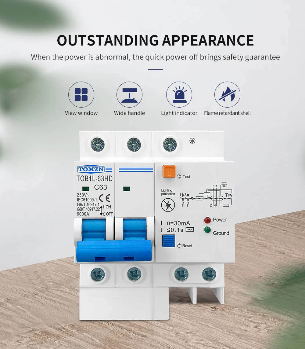 Main Switch Residual Current Circuit Breaker with Surge Protector RCBO MCB with Lightning protection SPD