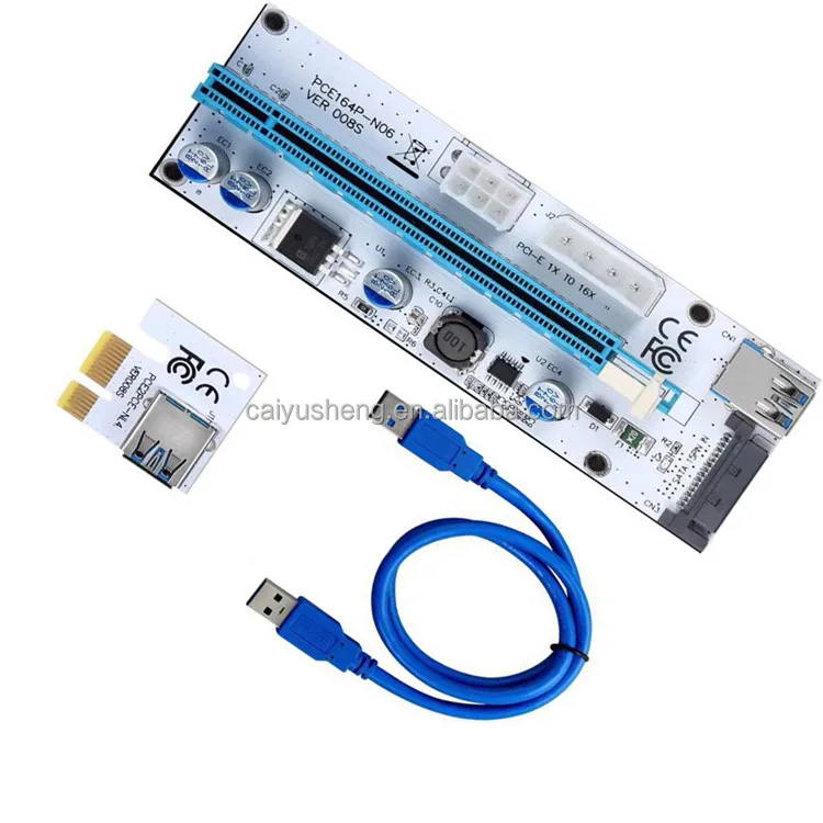6PIN PCI-E 1X TO 16X 008C USB 3.0 Wire Extender Riser Card Adapter Power Cable 