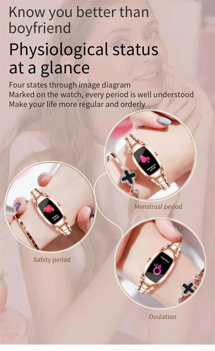 2021 New Launched Fashion ladies Bracelet Band H8 pro Smartwatch Women Heart Rate Blood Pressure Smart Watch H8 pro