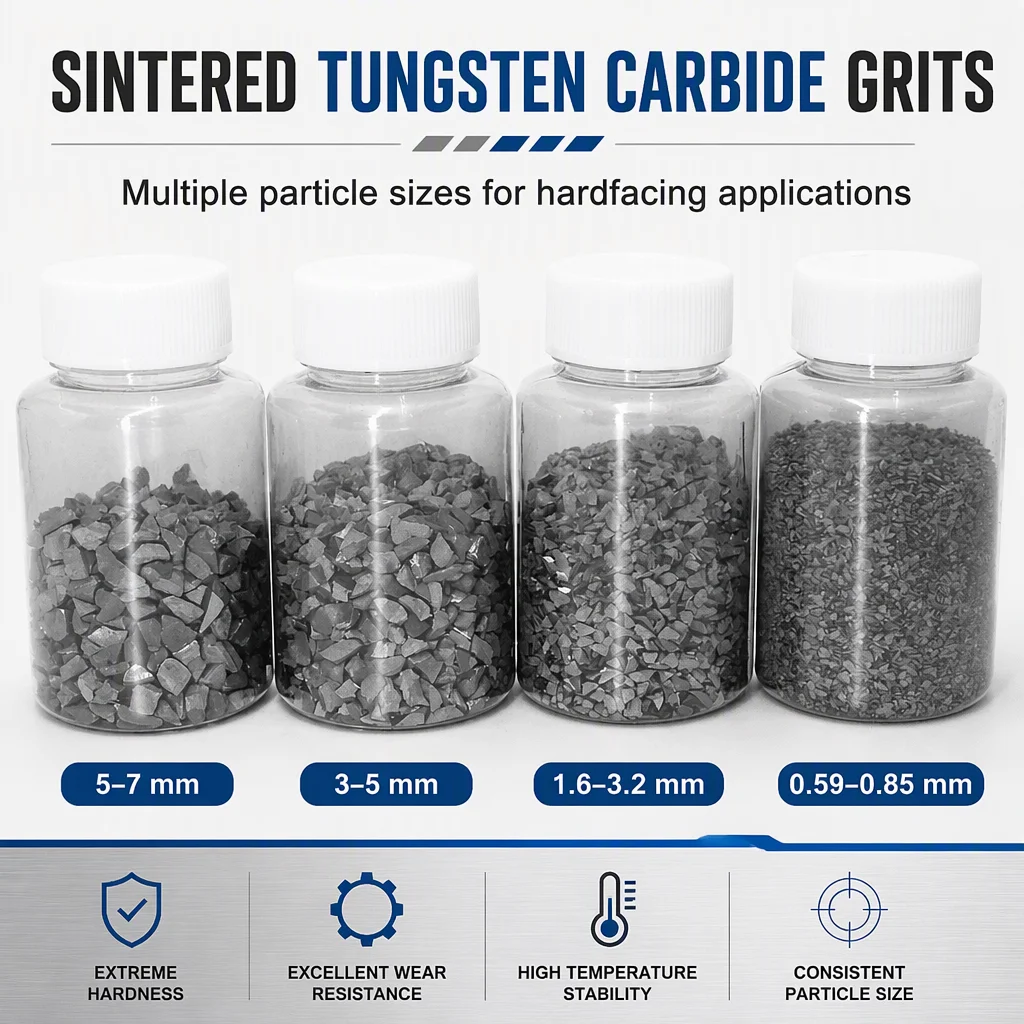 Sintered Tungsten Carbide Grits & Particles 100% Virgin Material YG6C/YG8C Grades 0.35~9mm Mesh ASTM Certified