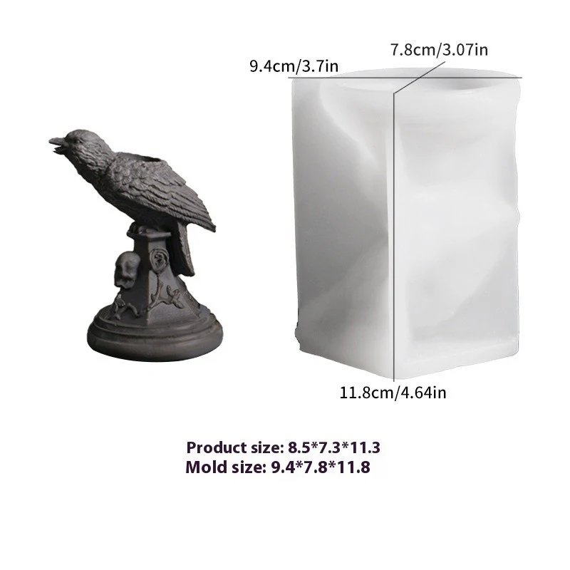 Halloween Gothic Owl Candlestick Mold Retro Crow Desktop Decoration Gypsum Silicone Mold Cake Tools for Halloween Decorations factory