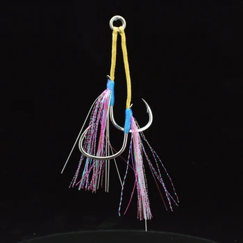 AIH03-Double Assist Jigging Hooks,high Quality Carbon Steel Sea Fishing Hook,kevlar Line,super Strong,Luminous Silk with Epoxy – Metal Jig – view 2