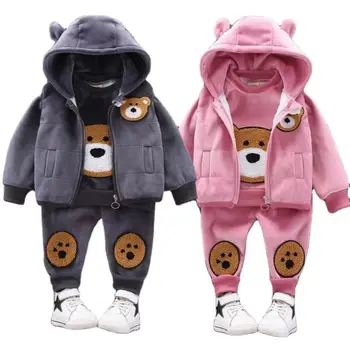 High Quality Children Clothing Girls Pro Grade Winter 3-piece Set Wholesale Cheap Child Clothes For Kids