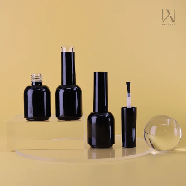 Stock wholesale 10ml black round UV gel nail polish packaging bottle custom gel nail polish bottle nail polish bottle design