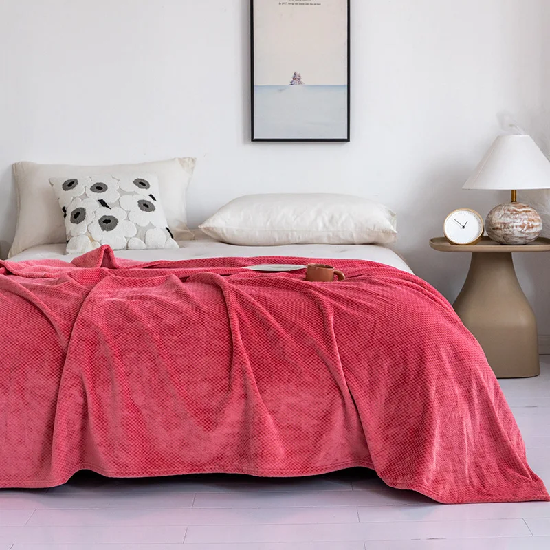 High Quality Simple Thick Framk Double Bed Sheet Cover Blanket Gift Sofa Casual Velvet Blanket