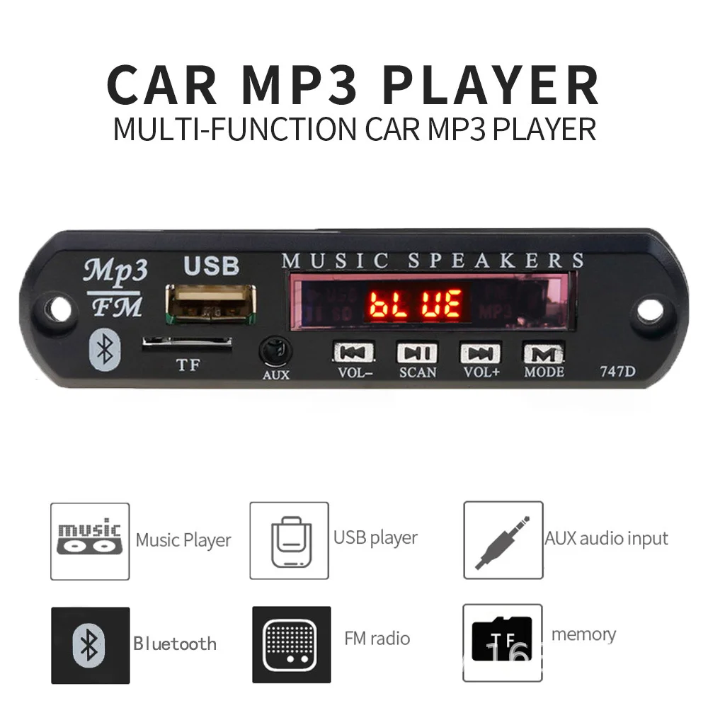 Factory Price 5V 12V USB  Mp3 Player Blue Tooth  Received Board Car MP3 Player Music Player Card Fm