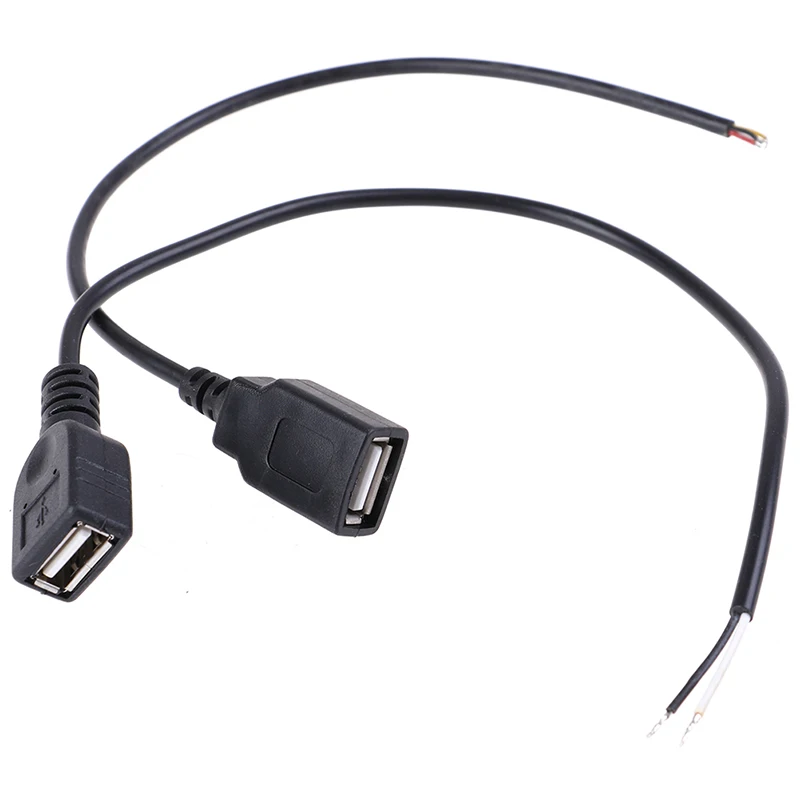 1pc 0.3M 30cm Black USB Male Plug 2 wire Power Cable Cord Connectors DIY 