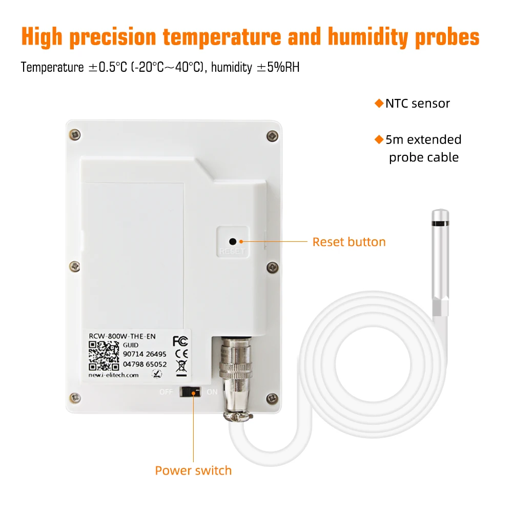 Newest Elitech RCW-800WiFi Temperature and Humidity Data Logger Wireless Remote Monitor - Both 2.4GHz and 5GHz Supported