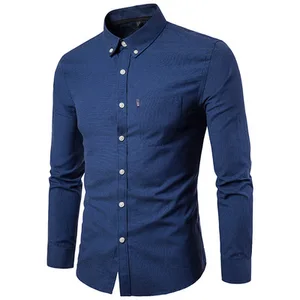 2022 in Hot-sale New Causal Plus Size Loose Design Men's Long Sleeve Pocket Solid Color Oxford Textile Fashionable Shirt