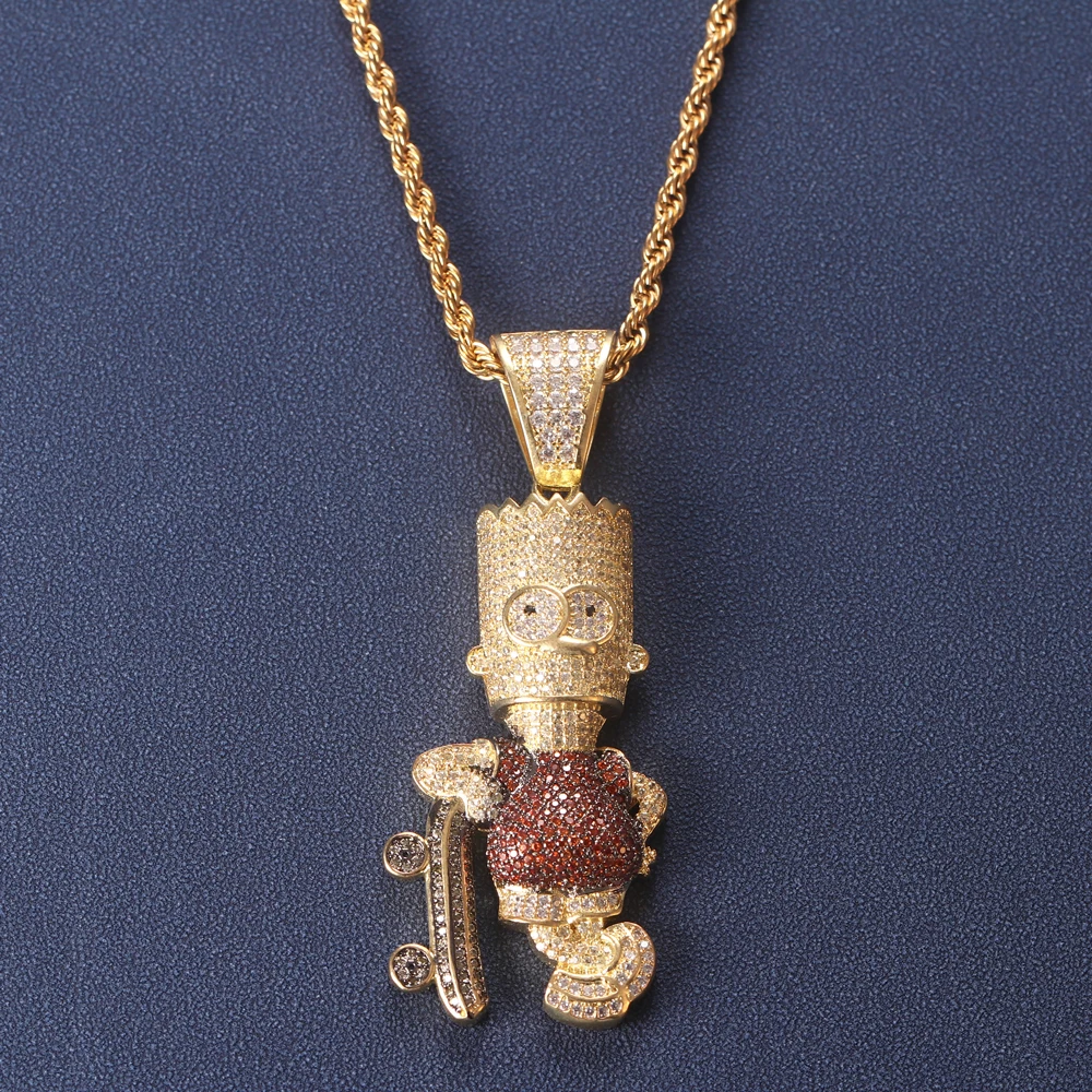 Ciondolo Con Cartone Animato Hip Hop Con La Catena Cubana Miami 13mm - Foto 4