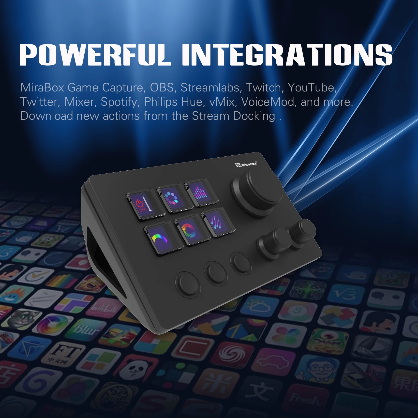 MiraBox N3 Stream Deck with 6 LCD Keys and 3 Knobs - Compact