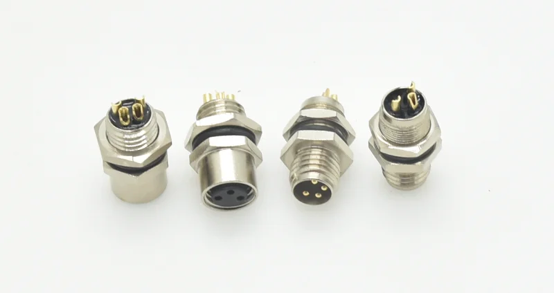 Circular 3 pin 4 pin Waterproof Cable Electrical Plastic Metal Field Installation Assembly Male Female socket plug M8 Connector