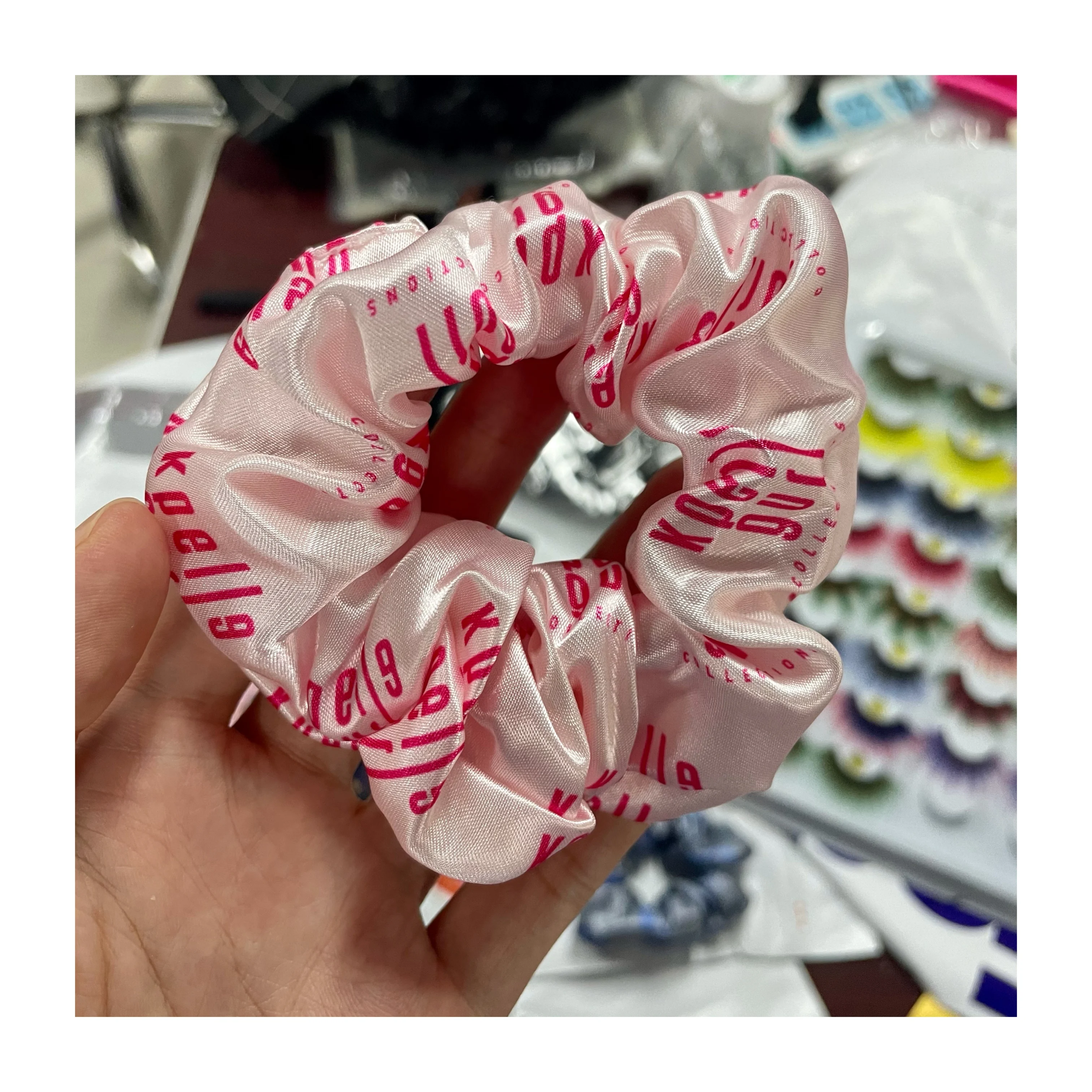 Оптовая продажа шелковые резинки для волос стандартной формы с принтом на