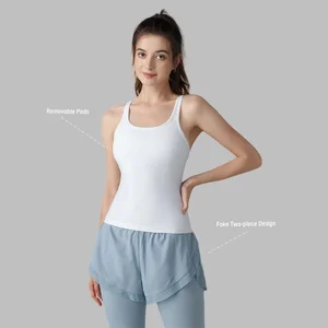 Custom High Quality Women Yoga Vest Set Gym Top Tight Workout Yoga Sets Fitness Outdoor Fitness Sports Top Fitness Leggings Sets
