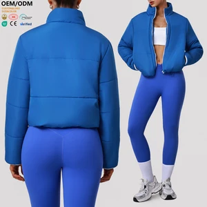 XW-sm2571 Custom Zip up Warm Activewear Outdoor Sports Pocket Gym Clothing Stand Collar Thick Windproof Winter Jacket Women