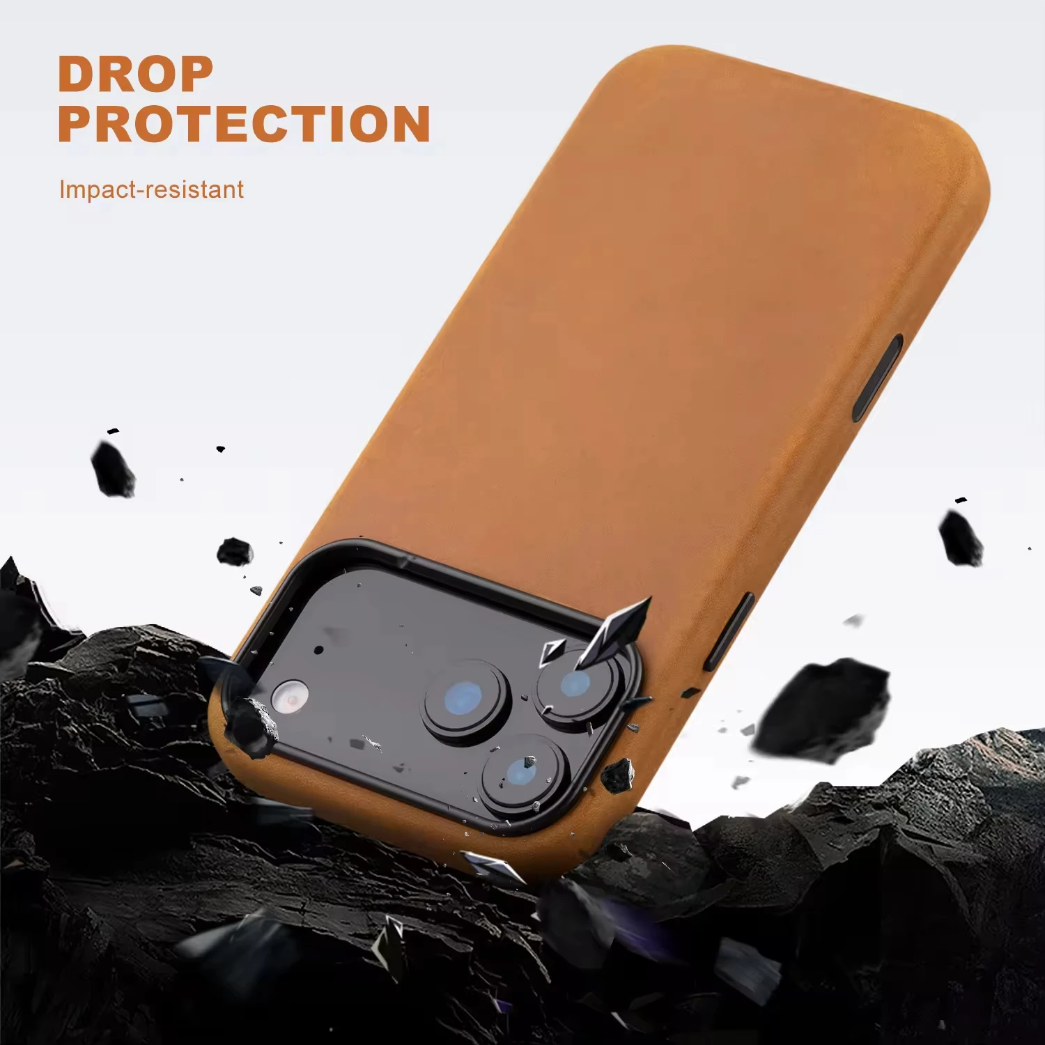 product factory customized top layer artificial leather luxury shockproof card holder magnetic cover for 17 16 15 pro max phone case-7