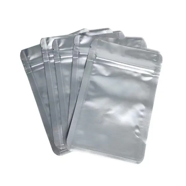 Factory Silver Pure Aluminum Foil Antistatic Shielding Ziplock Bag ESD Vacuum Moisture Barrier Packaging for Electronics Food