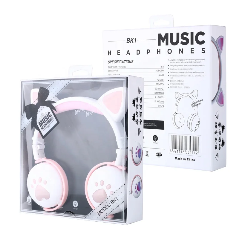 High Quality Auricular LED Wireless Headset Cat Ear Headphones Headset Earphones for Girl Party Gift Audifonos Gato Para Celular