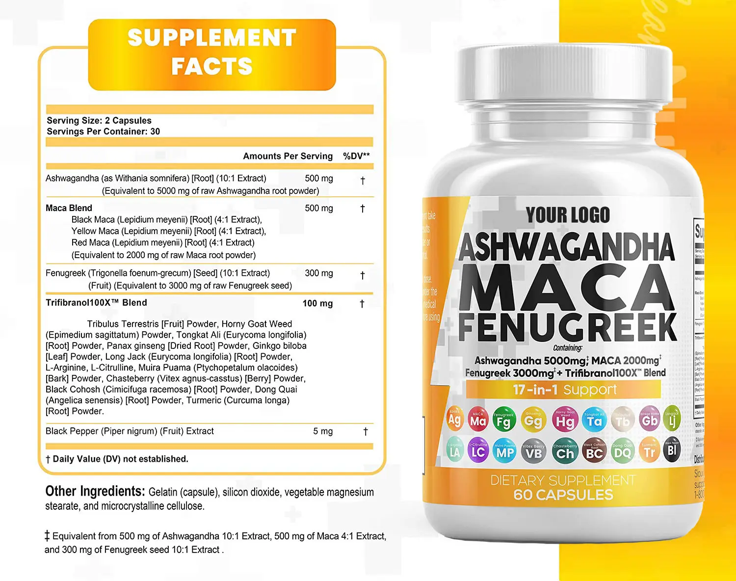 Ashwagandha Maca Extract Capsules With Tongkat Ali Ginseng Stress