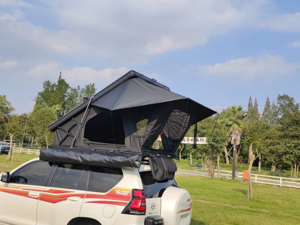 2025 Hydraulic Stainless Steel Rod Aluminum Hard Shell Roof Top Tent for 2-3 Person with 320g Polyester Cotton and Waterproof >3000 mm
