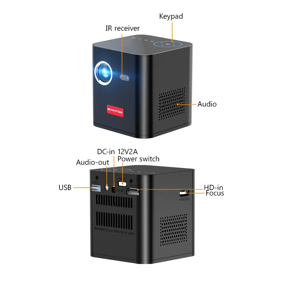 Новое поступление BYINTEK 2022 Новый P19 4K проектор домашнего кинотеатра мини карманный Android Wi-Fi портативный аккумулятор с разрешением