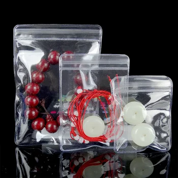 Self Seal Transparent Pouch Customized Plastic Clear Jewelry Bag With Zipper Rings Earrings Packing Storage