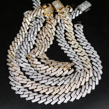 19mm Wide Heavy Chain Iced Out Bling Diamond Curb Cuban Link Chain