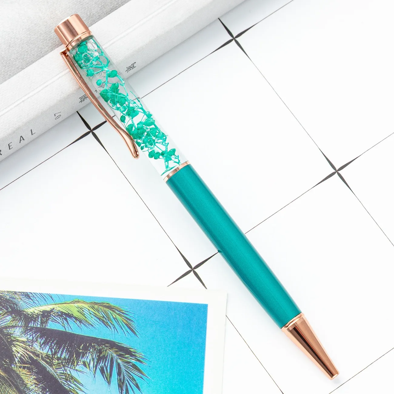 P5027 Custom Ballpoint Pen 1.0mm DIY Dry Flower Wholesome Aluminum Promotion Advertising Office Gift Ballpoint Pen Custom