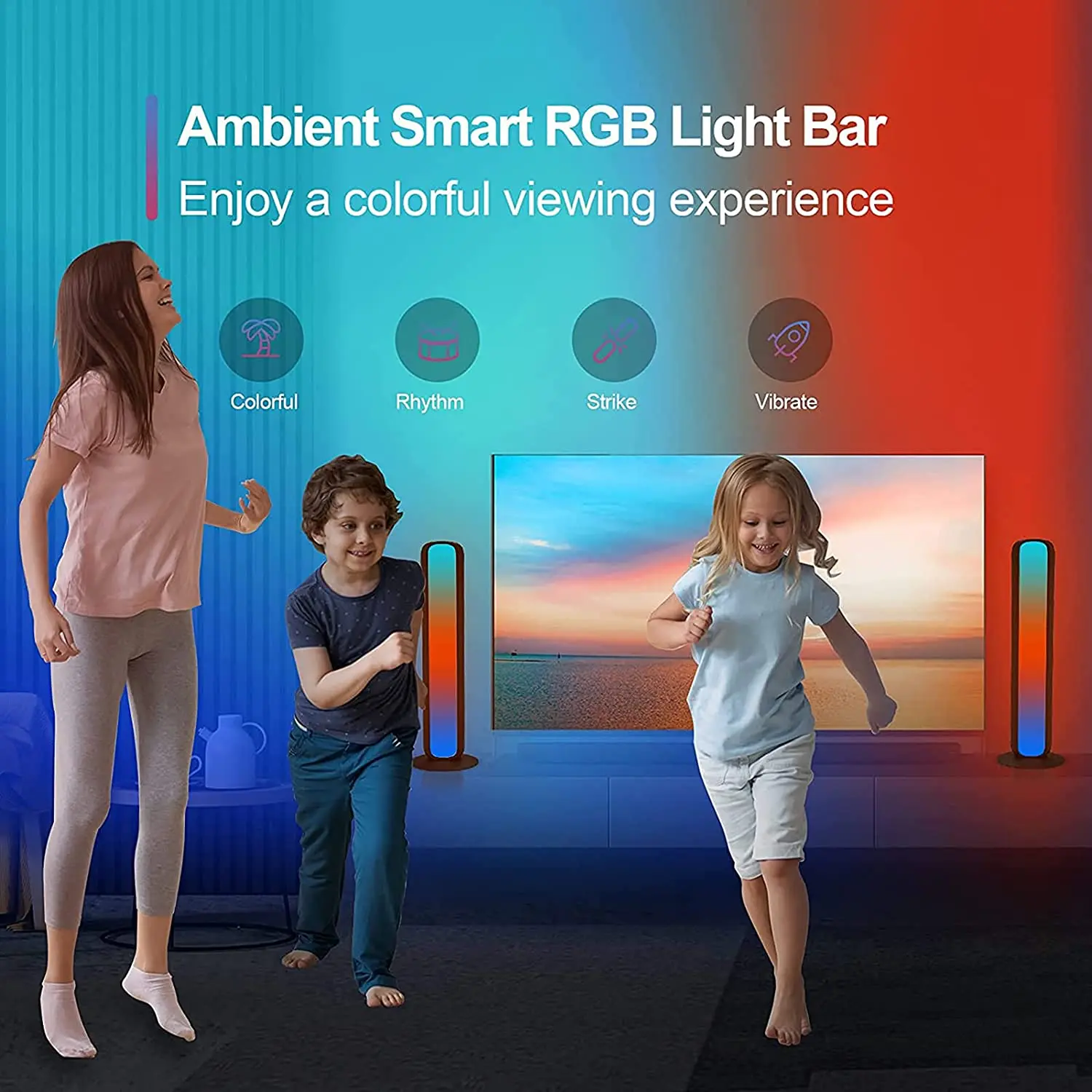 product 2 pack smart led light bars rgb color changing ambient backlight lamp with 12 scene modes music sync wifi play light bars for tv-37