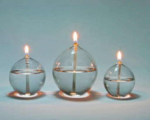 Hand Blown Round Glass Sphere Oil Candle Lamp for Elegant Home
