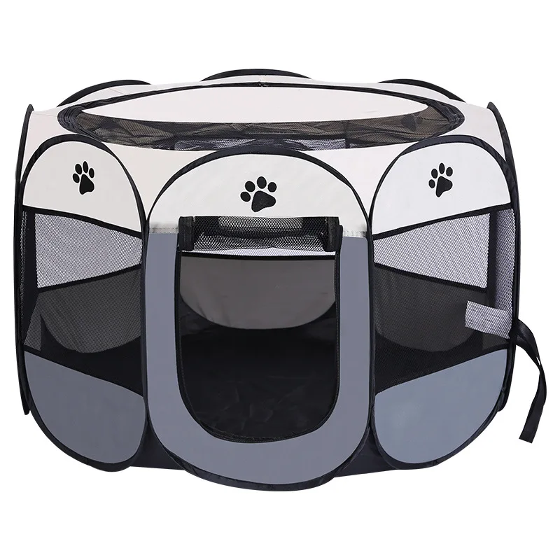 product popular retangular shape breathable mesh 600d oxford fabric foldable portable folding pet playpen for indoor dogs and cats-57