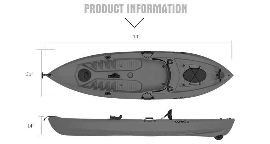 SEAFLO 1 Person Canoe Kayak With Adjustable Fishing Rod Holder Cheap Kayak Sport Fishing Sit on Top Kayaks for Sale
