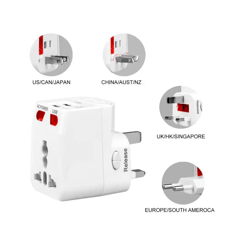 
 Wonplug, лидер продаж, универсальное умное зарядное устройство USB, дорожный адаптер с четырьмя видами вилок для Великобритании, США, Австралии, ЕС  Рекламный Бизнес Подарочный набор электронных гаджетов универсальный Смарт USB зарядное устройство адапт